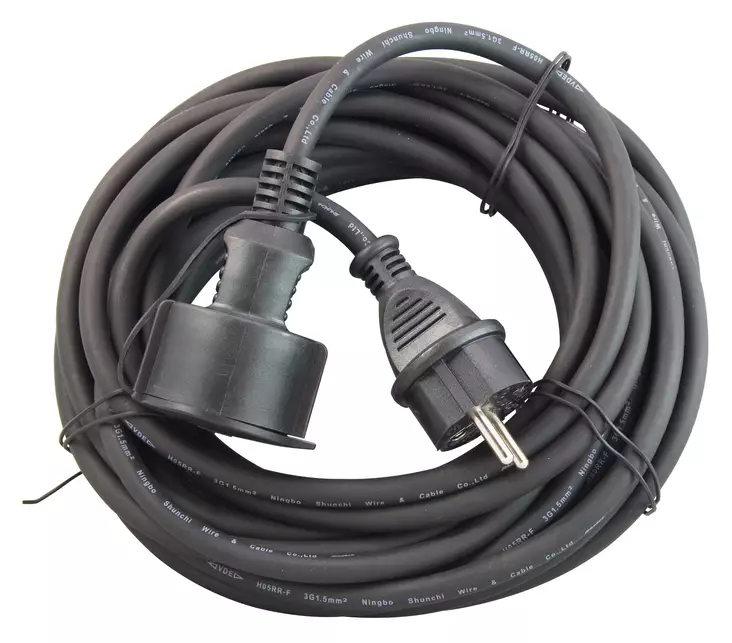 Jatkojohto kumi 20m VSKB 3x1,5mm läpällä - Jatkojohdot ulkokäyttöön 230V - 6438140273123 - 1