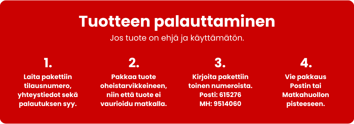 Tuotteen palauttaminen ohjebanner
